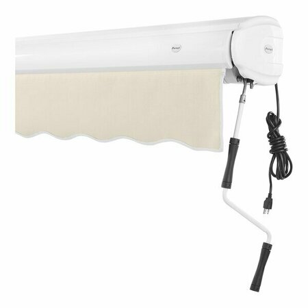 AWNTECH Key West 12' Linen Heavy-Duty Right Motor Retractable Patio Awning with Protective Hood 237FCR12L